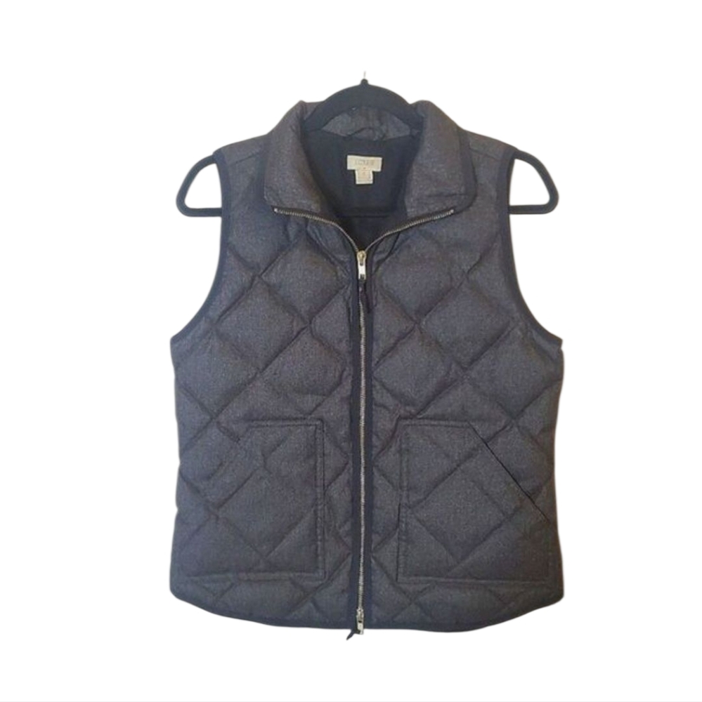 J.Crew Heather Gray Warm & Cozy Comfy Graphite Down Quilted zip up Puffer Vest